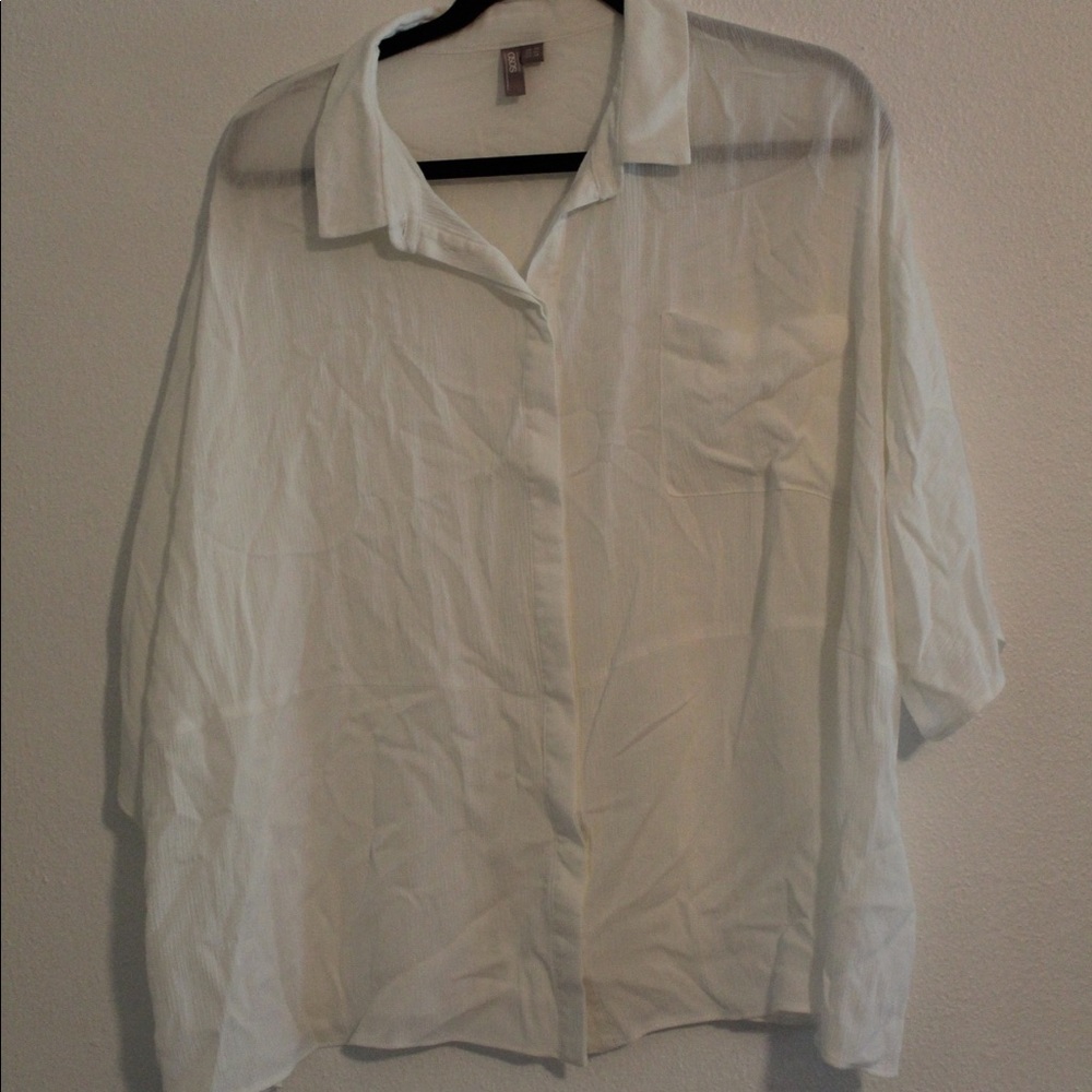 White Flowy Button Down Top